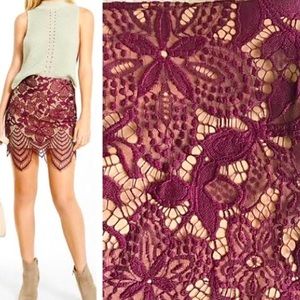 Express Burgundy Lace Overlay Skirt